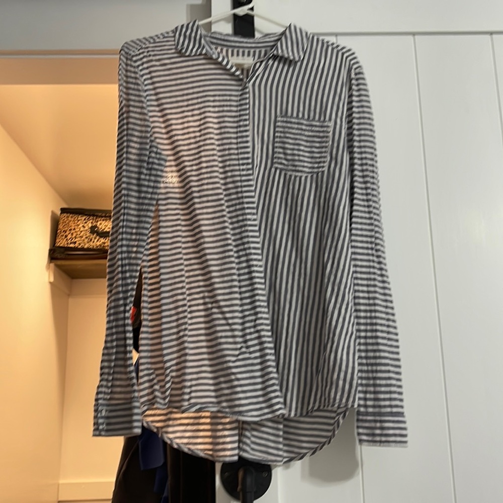 Button down striped long sleeved shirt